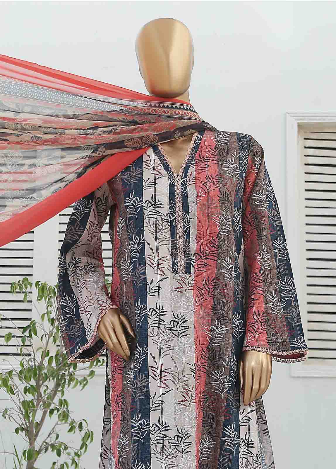 Bin Saeed Fabric - WCKF-003 - 3 Piece Printed Stitched Suit