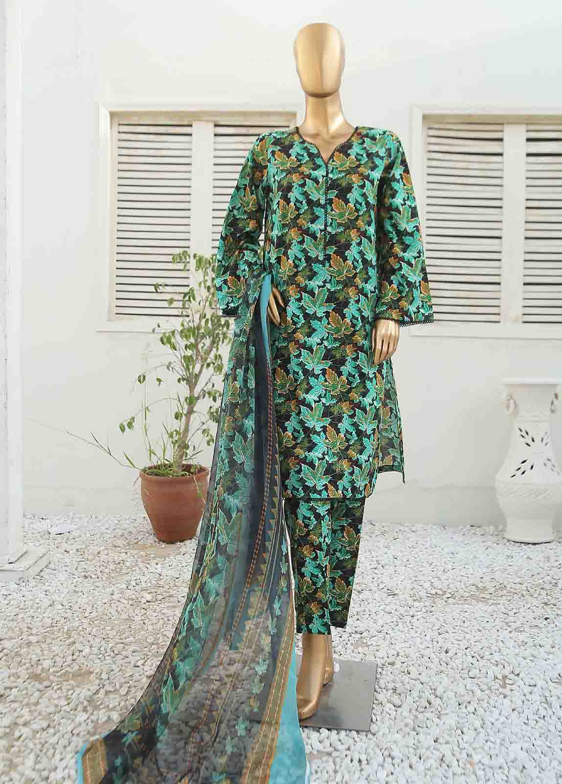 Bin Saeed Fabric - WCKF-005-3 Piece Lawn Printed