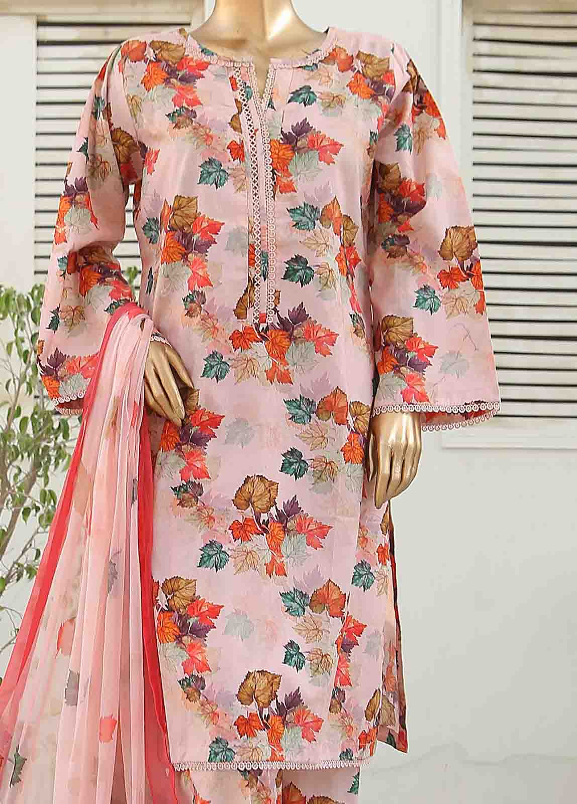 Bin Saeed Fabric - WCKF-006-3 Piece Lawn Printed