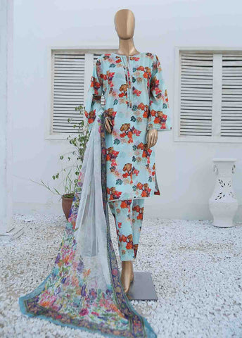 Bin Saeed Fabric - WCKF-007-3 Piece Lawn Printed