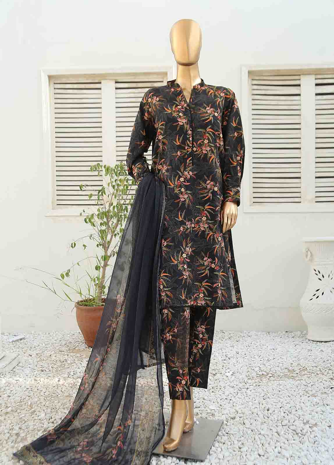 Bin Saeed Fabric - WCKF-012-3 Piece Lawn Printed