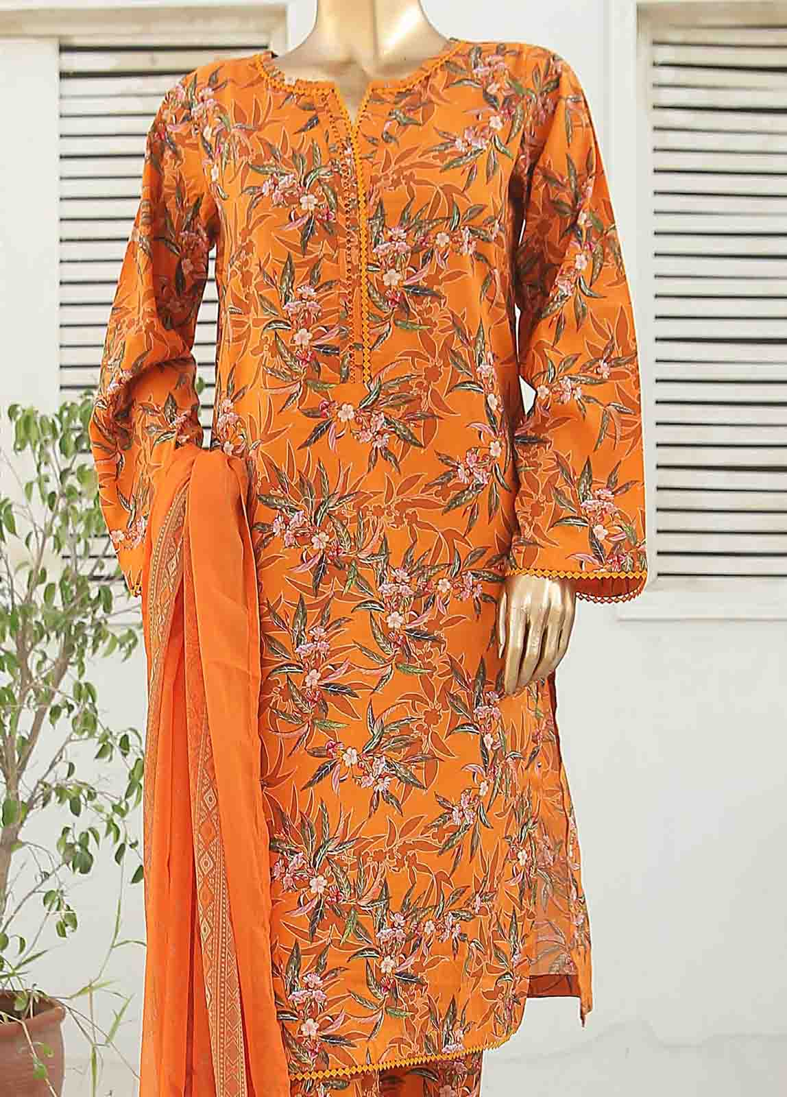 Bin Saeed Fabric - WCKF-013-3 Piece Lawn Printed