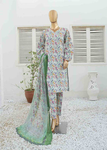 Bin Saeed Fabric - WCKF-015-3 Piece Lawn Printed