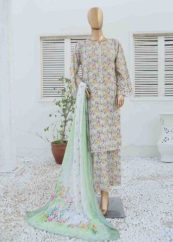 Bin Saeed Fabric - WCKF-022-3 Piece Lawn Printed