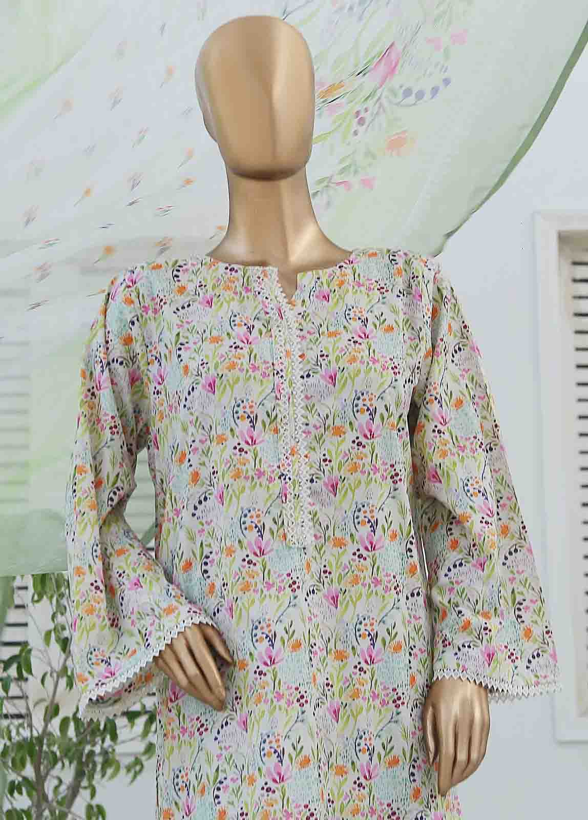 Bin Saeed Fabric - WCKF-022-3 Piece Lawn Printed