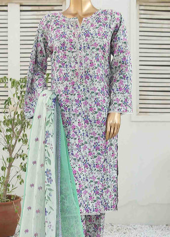 Bin Saeed Fabric - WCKF-023-3 Piece Lawn Printed