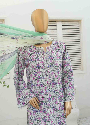 Bin Saeed Fabric - WCKF-023-3 Piece Lawn Printed