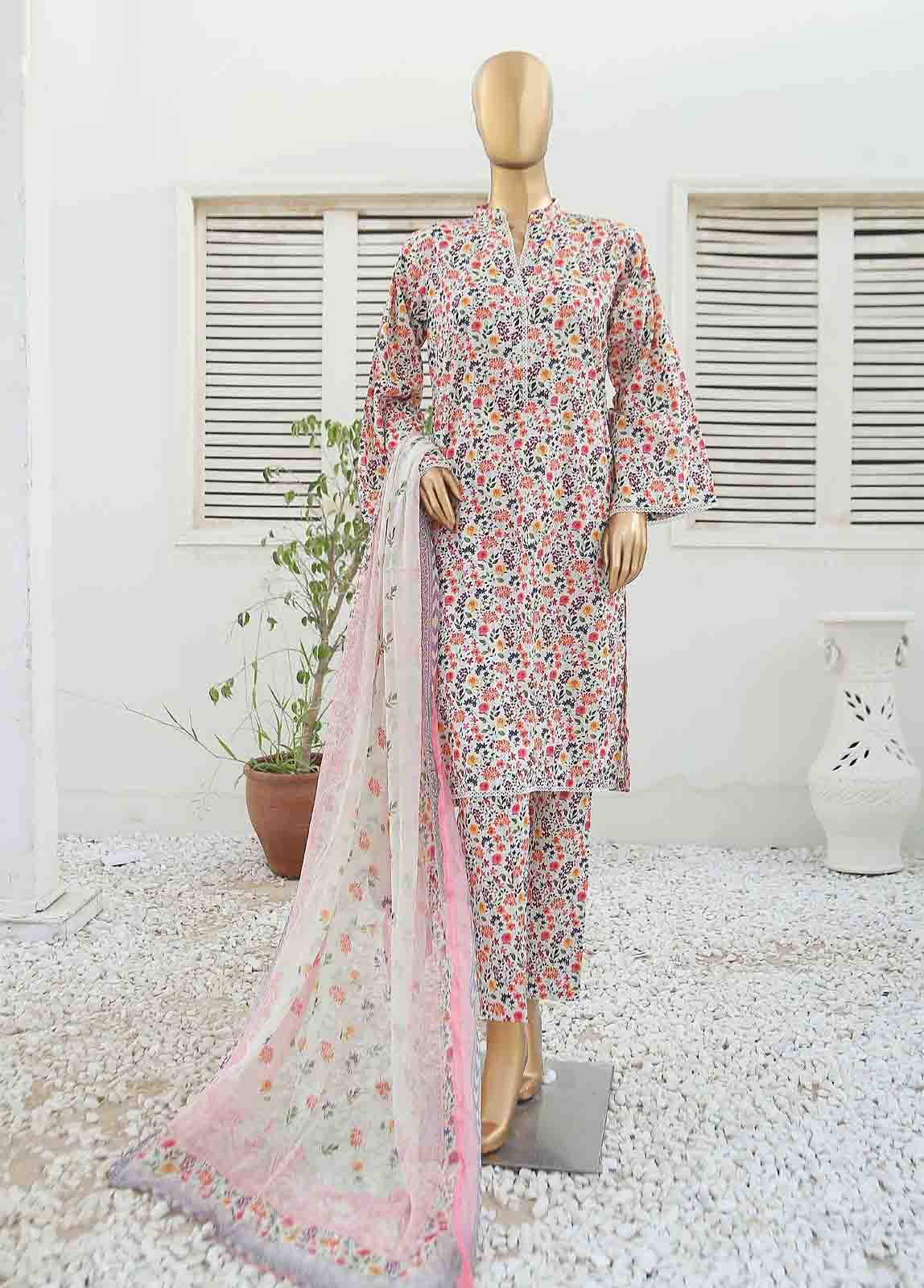 Bin Saeed Fabric - WCKF-024-3 Piece Lawn Printed