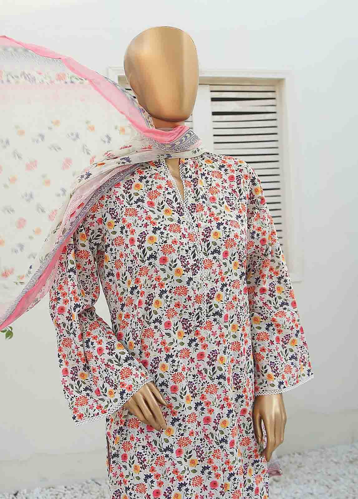 Bin Saeed Fabric - WCKF-024-3 Piece Lawn Printed