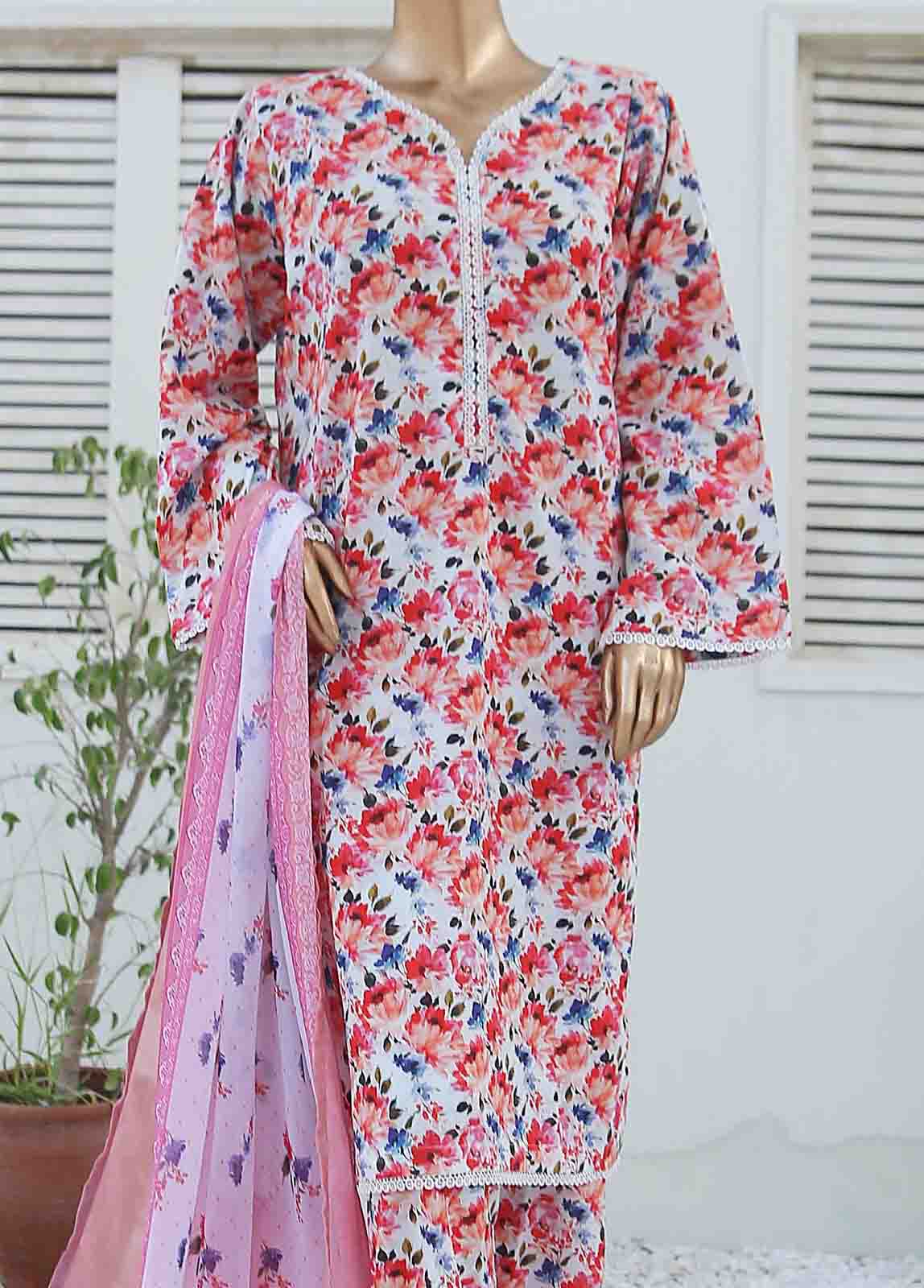 Bin Saeed Fabric - WCKF-032-3 Piece Lawn Printed