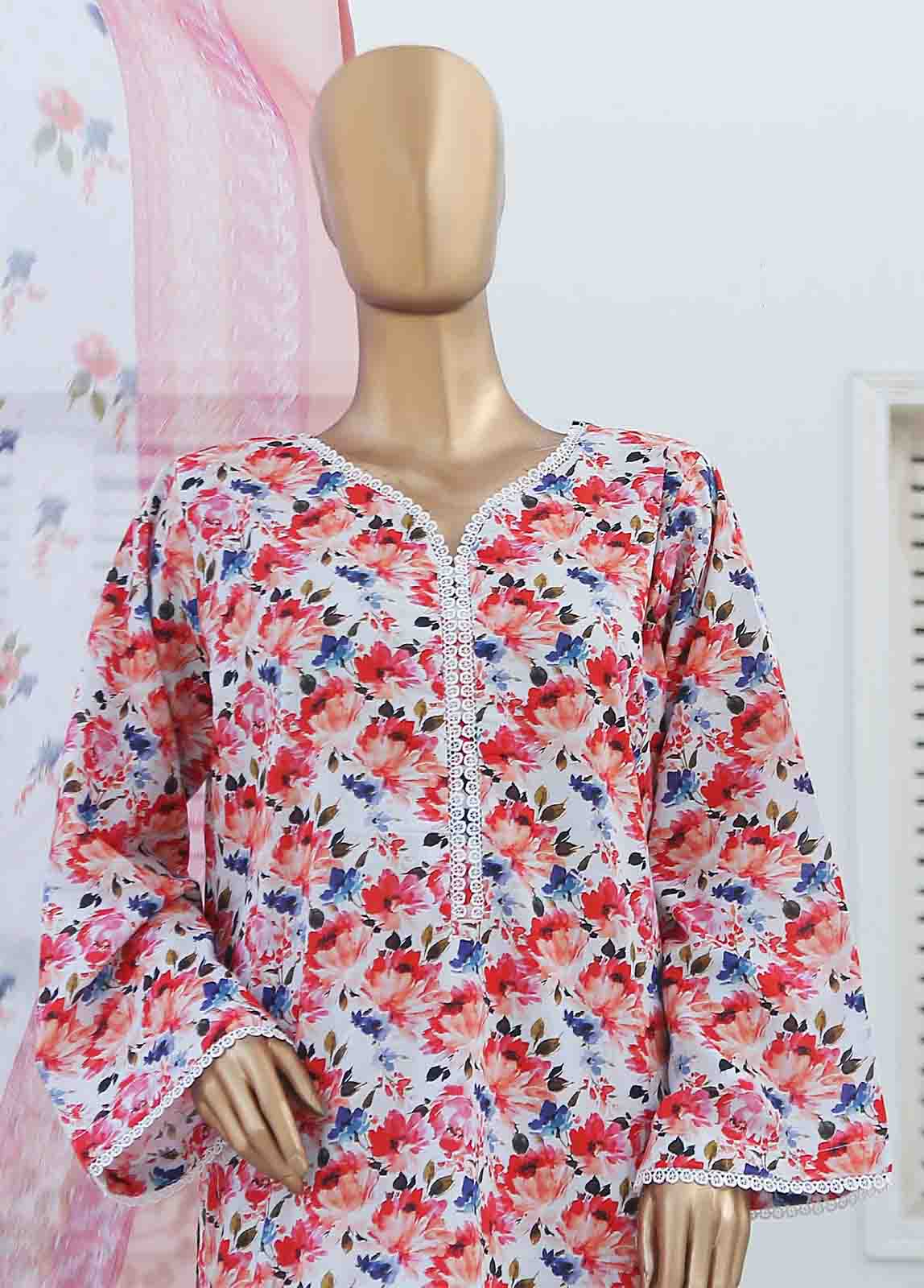 Bin Saeed Fabric - WCKF-032-3 Piece Lawn Printed