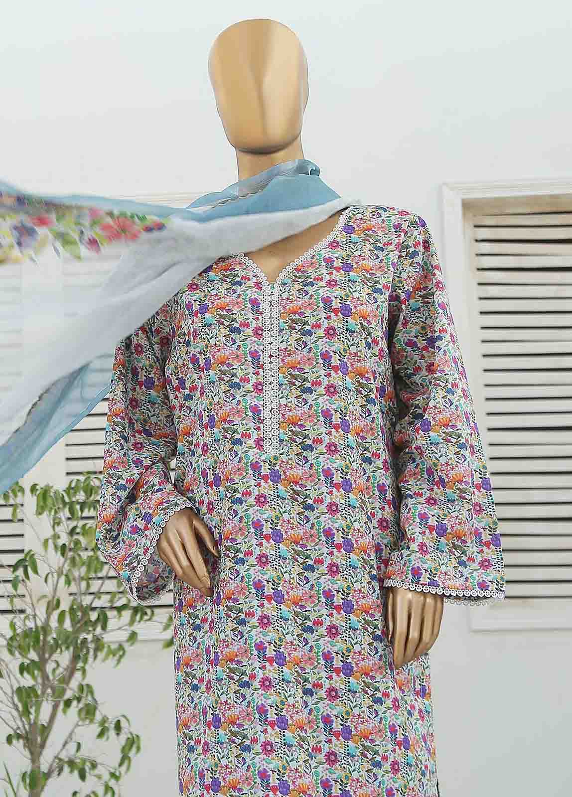 Bin Saeed Fabric - WCKF-040-3 Piece Lawn Printed