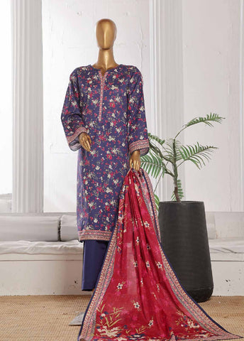 Bin Saeed Fabric - WCP-0015- 3 Piece Printed Stitched Suit