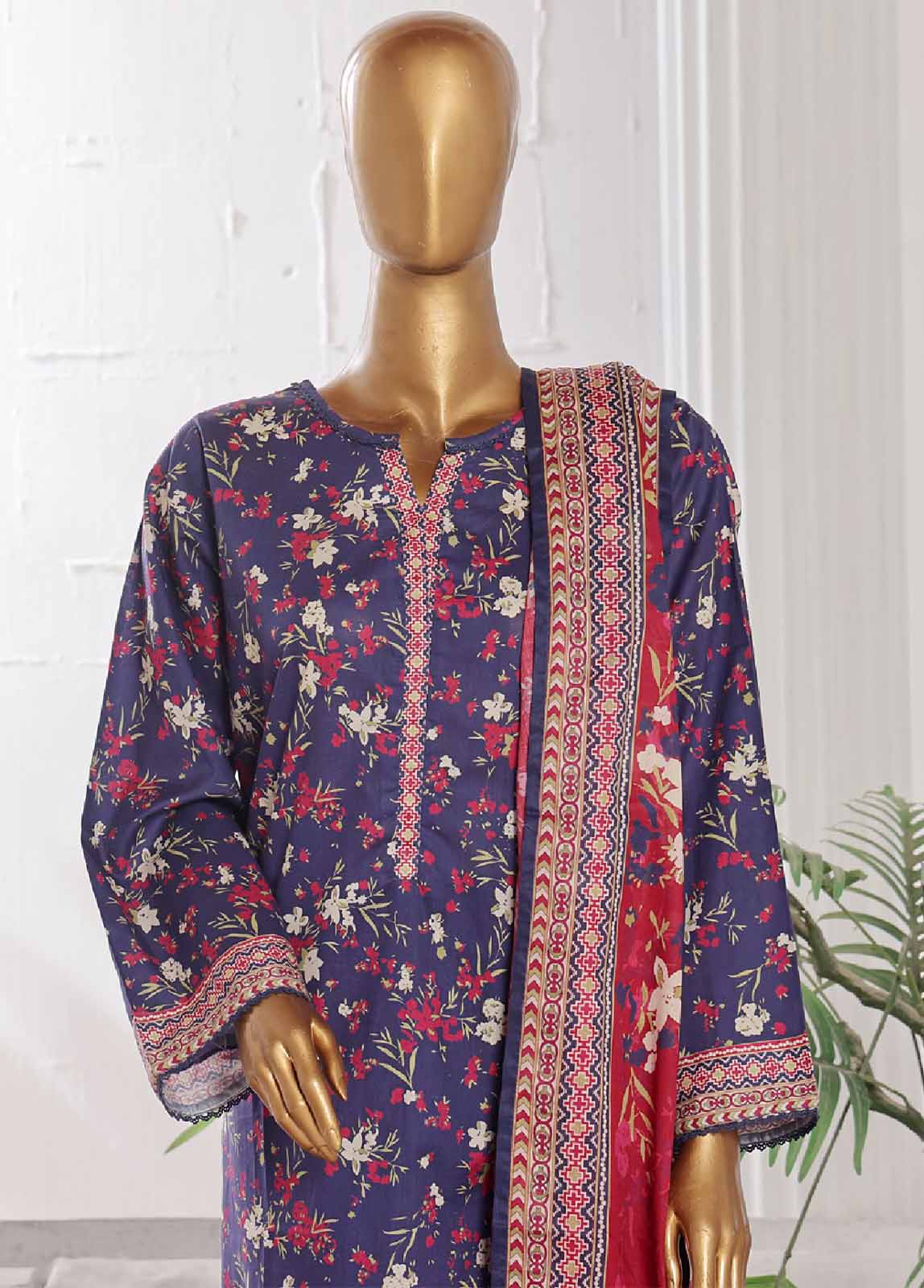 Bin Saeed Fabric - WCP-0015- 3 Piece Printed Stitched Suit