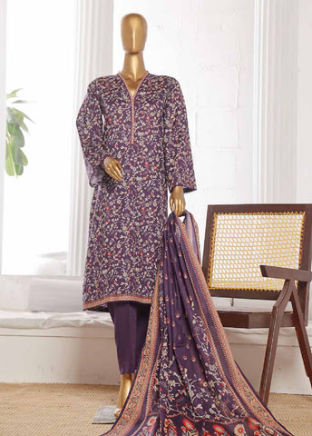 Bin Saeed Fabric - WCP-0017- 3 Piece Printed Stitched Suit