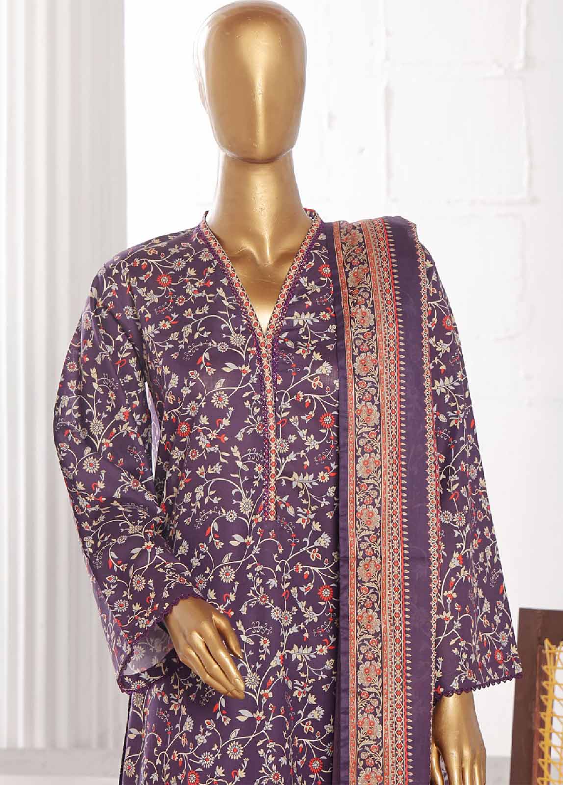 Bin Saeed Fabric - WCP-0017- 3 Piece Printed Stitched Suit