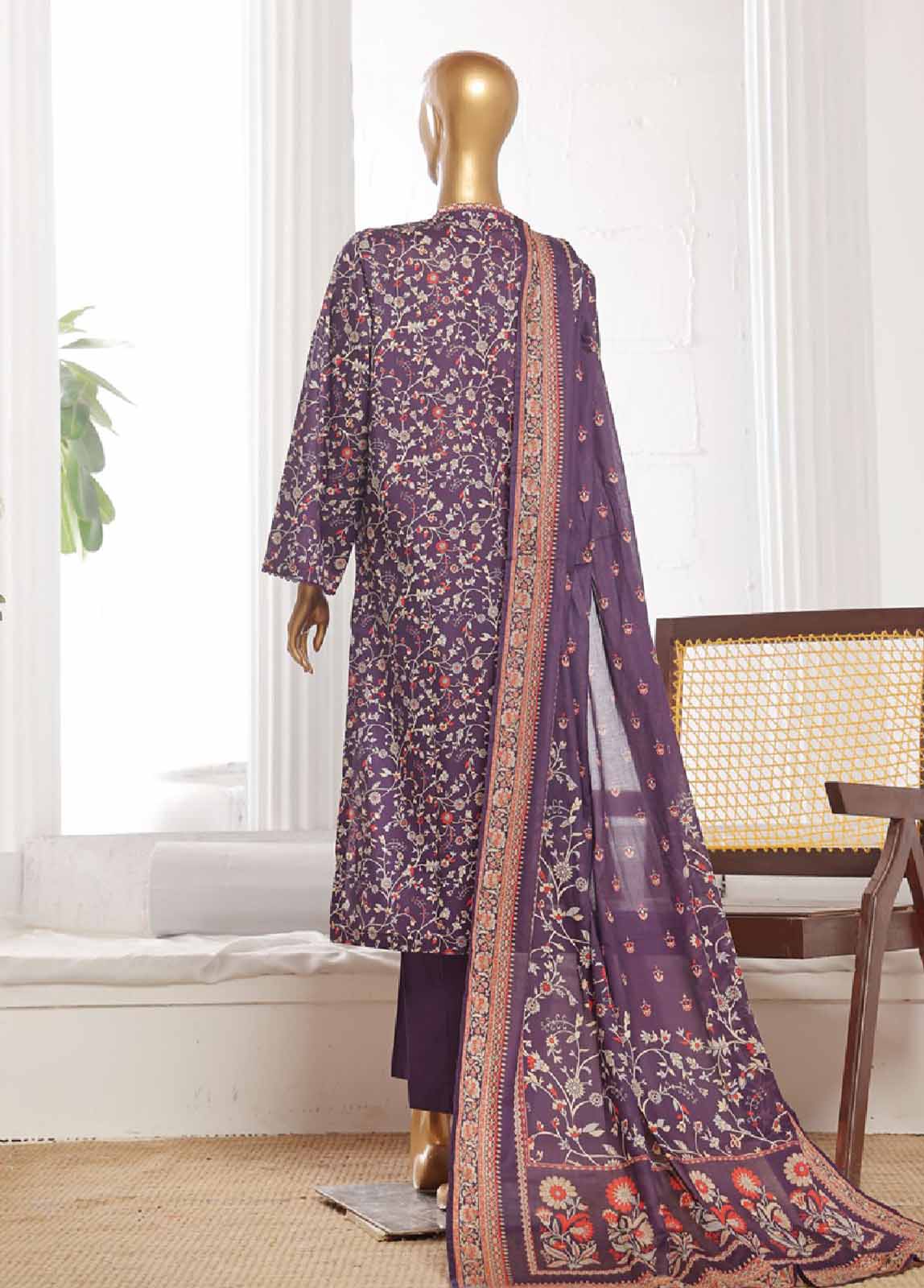 Bin Saeed Fabric - WCP-0017- 3 Piece Printed Stitched Suit