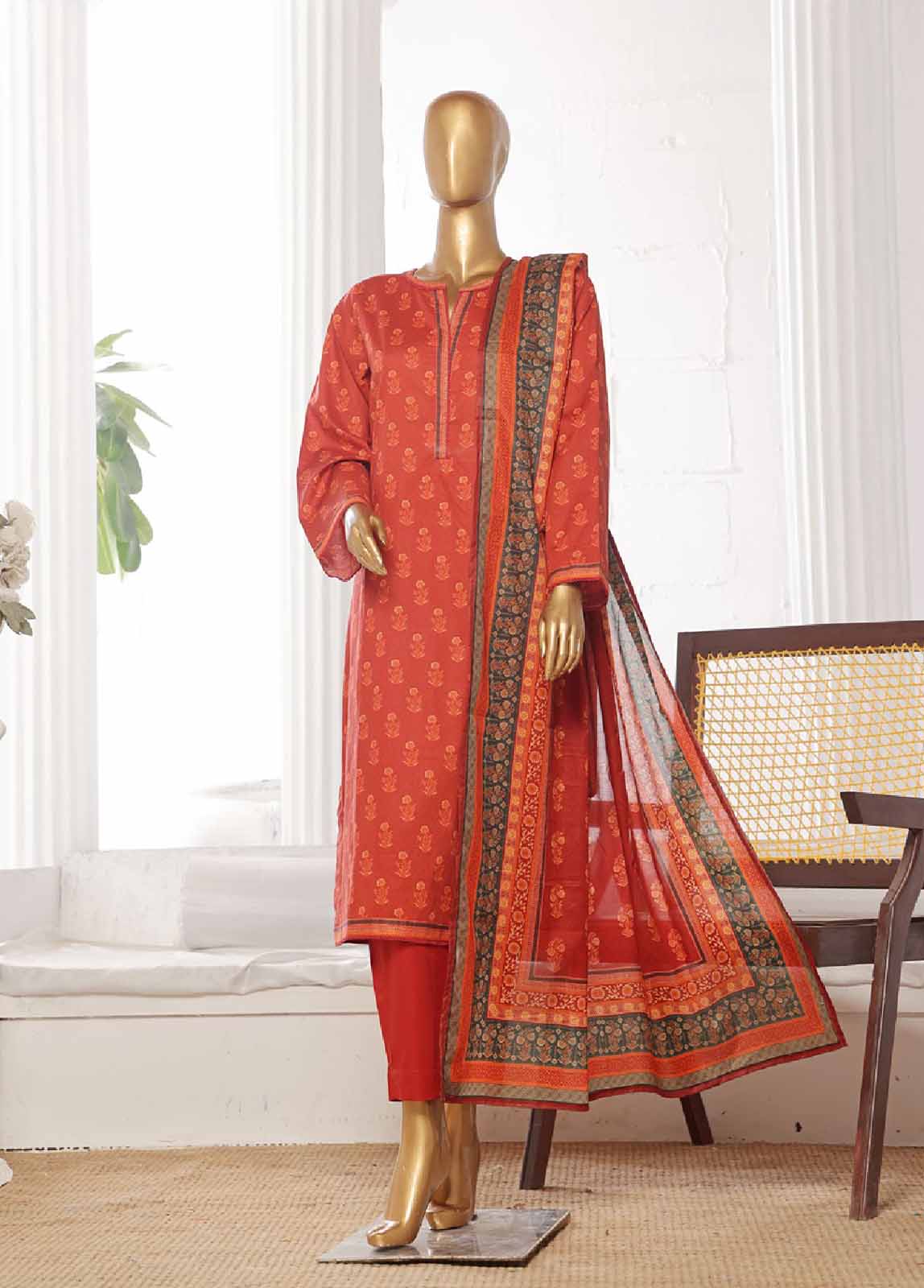 Bin Saeed Fabric - WCP-0018- 3 Piece Printed Stitched Suit