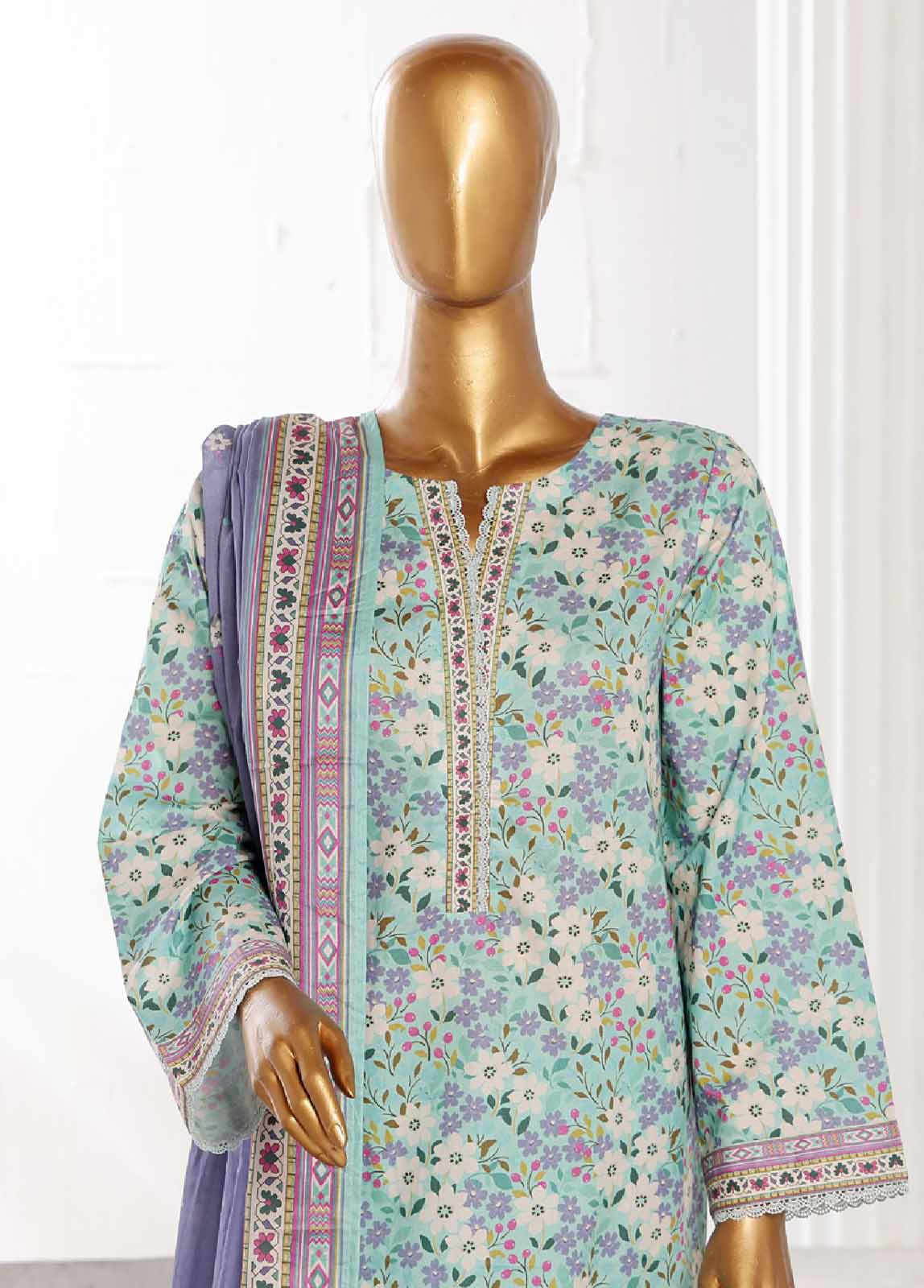 Bin Saeed Fabric - WCP-002- 3 Piece Printed Stitched Suit