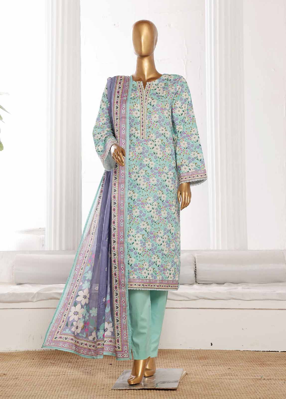 Bin Saeed Fabric - WCP-002- 3 Piece Printed Stitched Suit