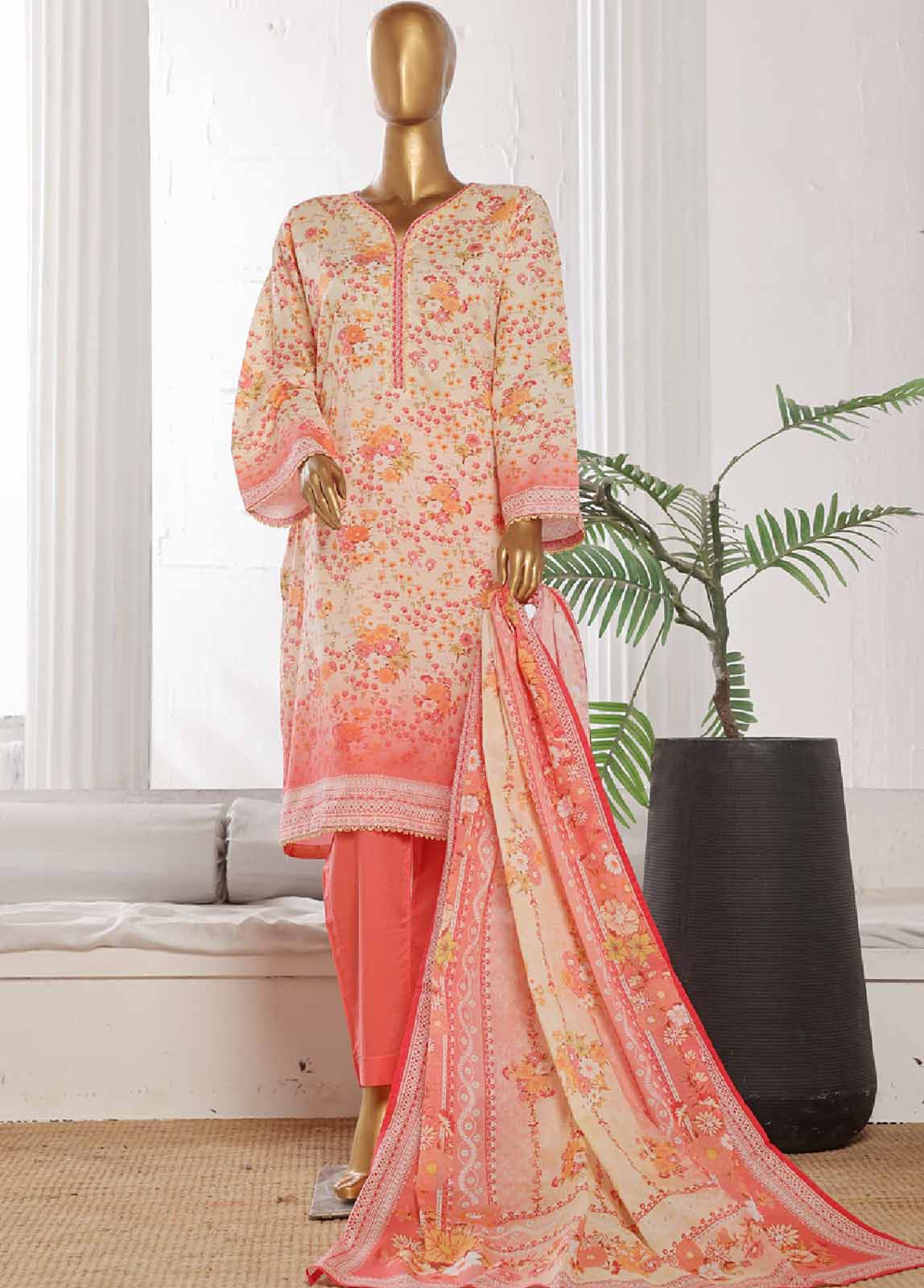 Bin Saeed Fabric - WCP-0029- 3 Piece Printed Stitched Suit