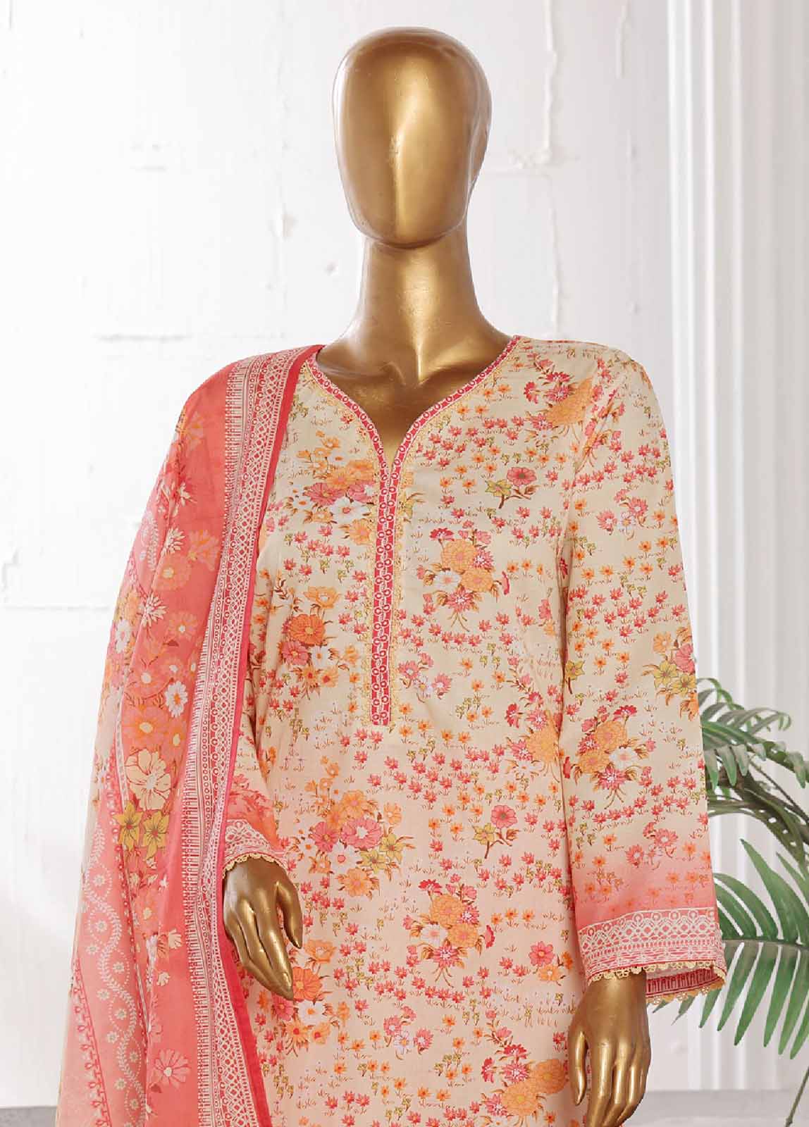 Bin Saeed Fabric - WCP-0029- 3 Piece Printed Stitched Suit