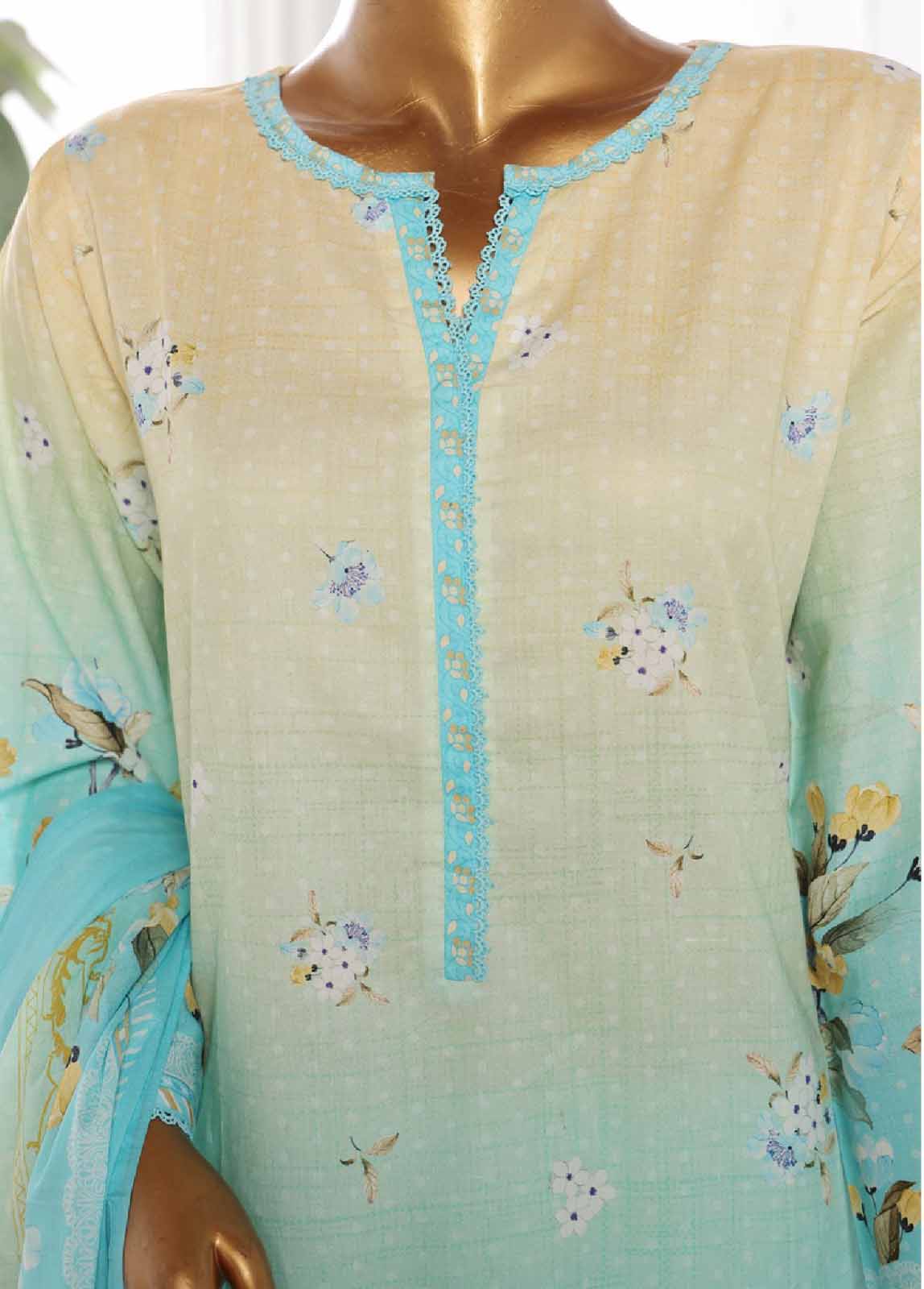 Bin Saeed Fabric - WCP-0031- 3 Piece Printed Stitched Suit
