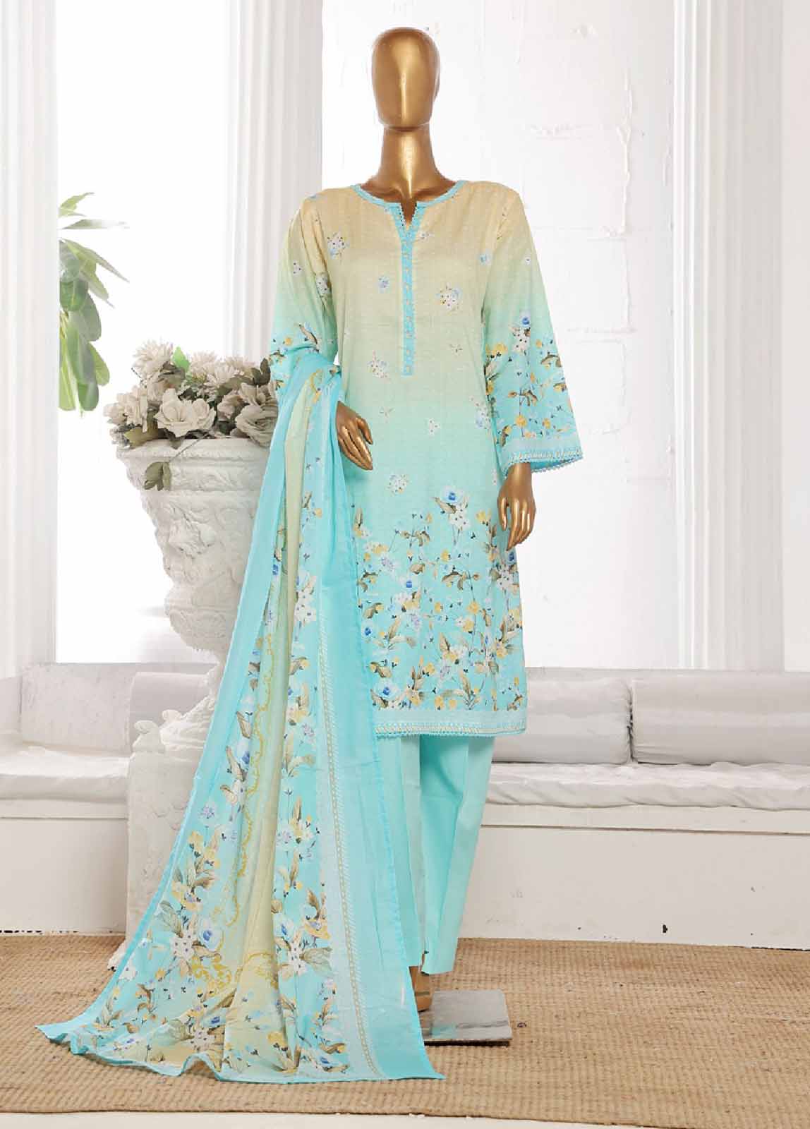 Bin Saeed Fabric - WCP-0031- 3 Piece Printed Stitched Suit