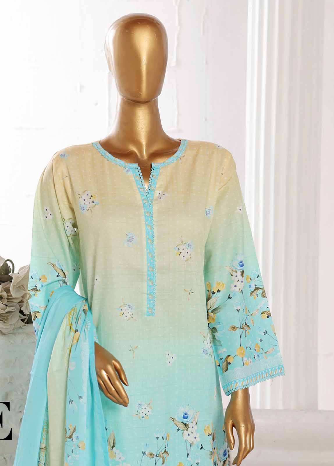 Bin Saeed Fabric - WCP-0031- 3 Piece Printed Stitched Suit