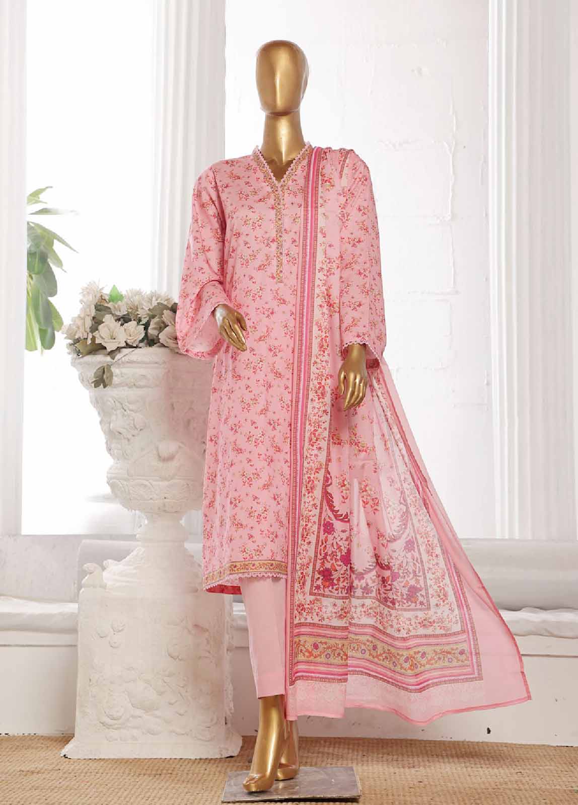 Bin Saeed Fabric - WCP-0034- 3 Piece Printed Stitched Suit