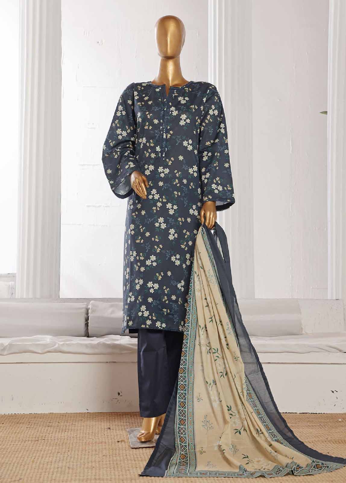 Bin Saeed Fabric - WCP-0036- 3 Piece Printed Stitched Suit