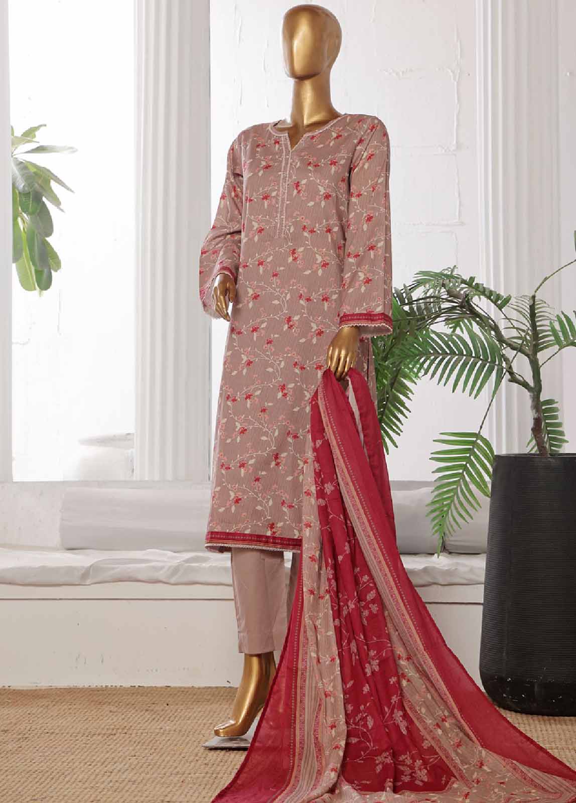 Bin Saeed Fabric - WCP-0039- 3 Piece Printed Stitched Suit