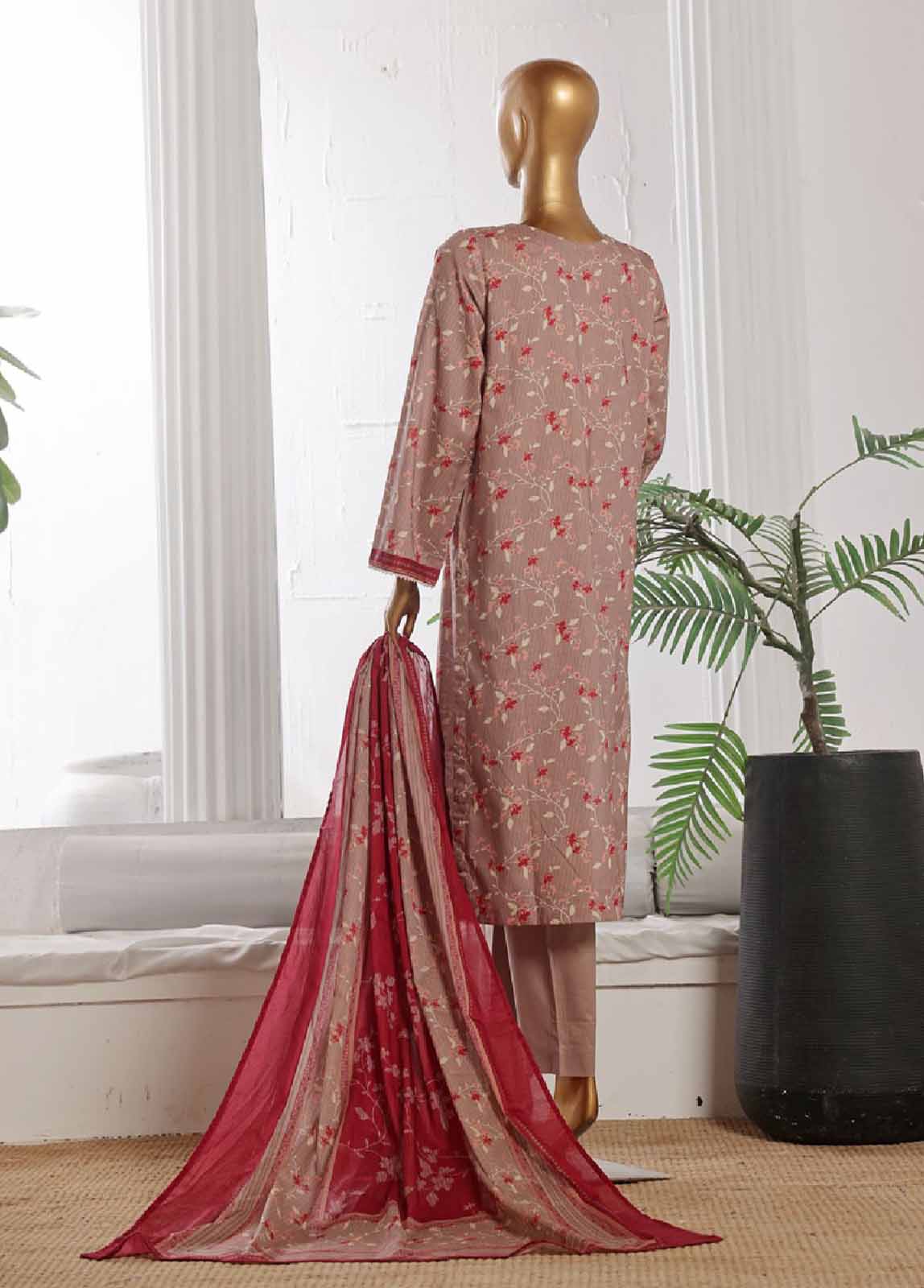 Bin Saeed Fabric - WCP-0039- 3 Piece Printed Stitched Suit