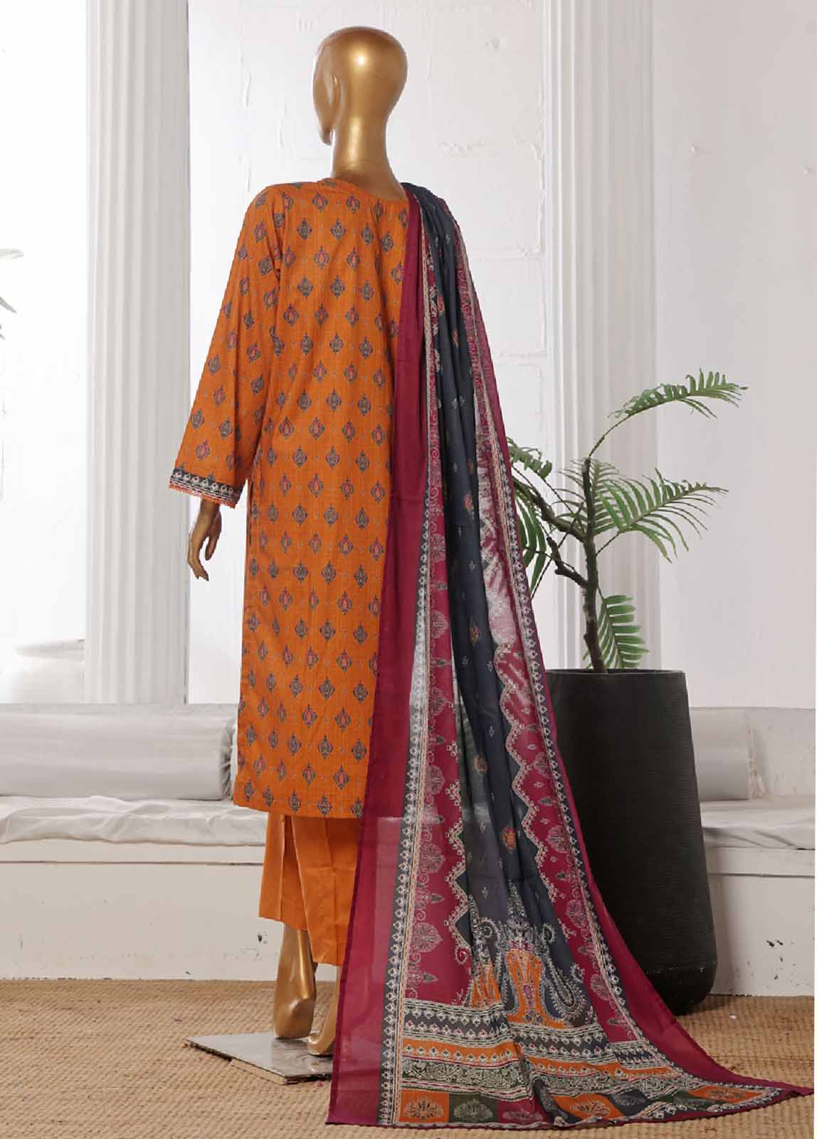 Bin Saeed Fabric - WCP-0040- 3 Piece Printed Stitched Suit