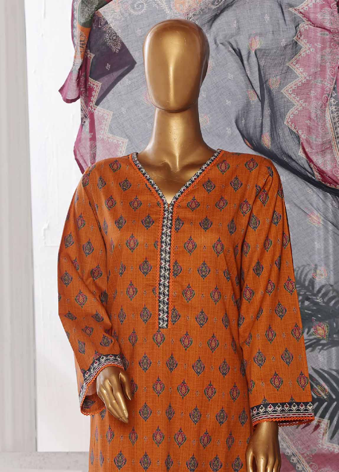Bin Saeed Fabric - WCP-0040- 3 Piece Printed Stitched Suit