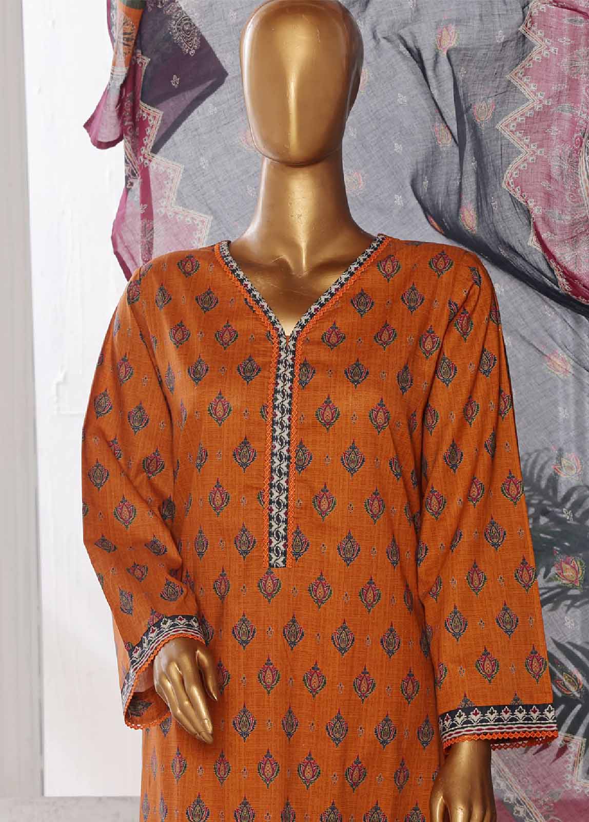 Bin Saeed Fabric - WCP-0040- 3 Piece Printed Stitched Suit