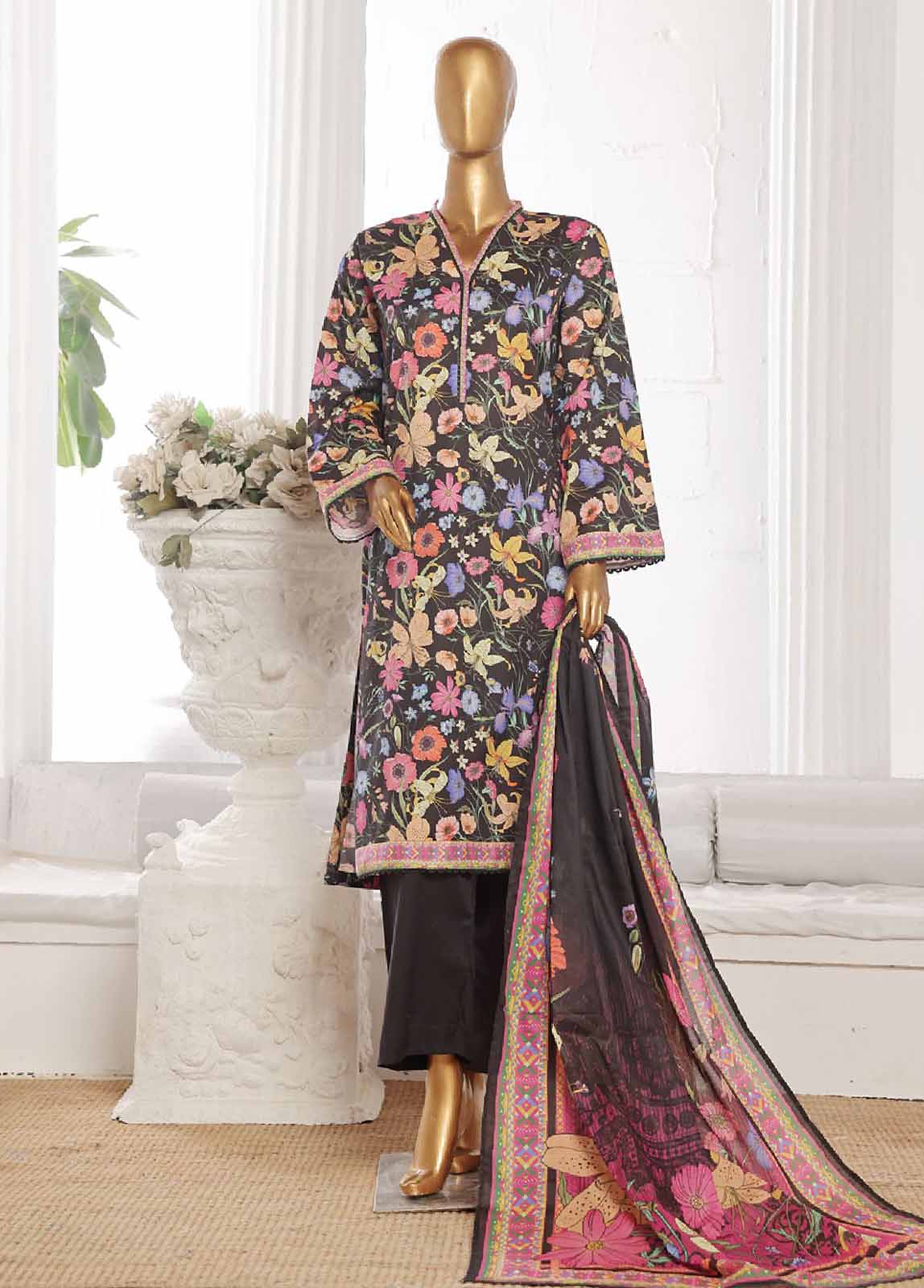 Bin Saeed Fabric - WCP-005- 3 Piece Printed Stitched Suit