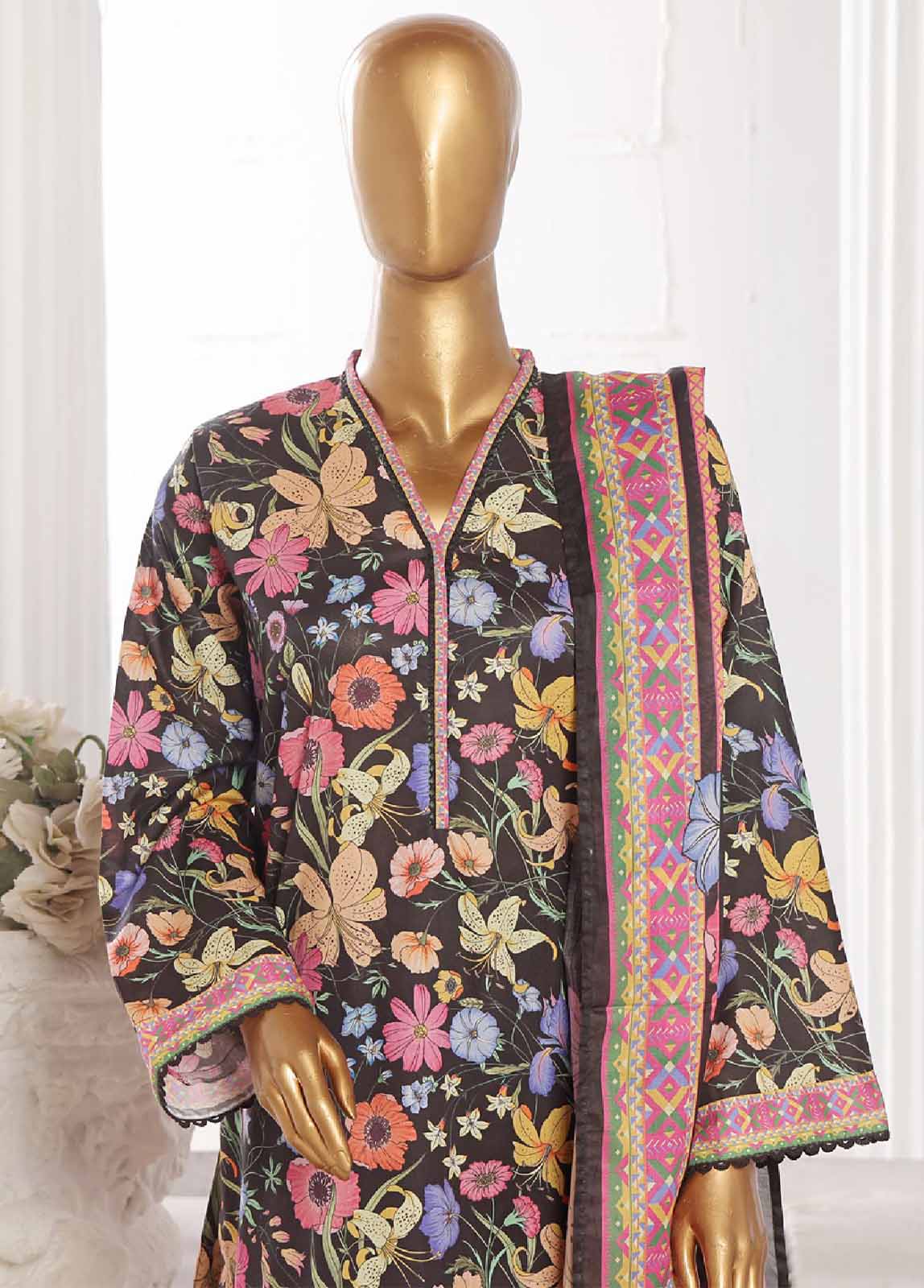 Bin Saeed Fabric - WCP-005- 3 Piece Printed Stitched Suit