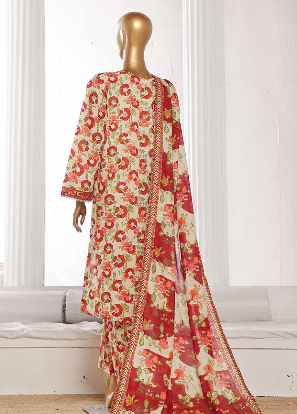 Bin Saeed Fabric - WCP-0050- 3 Piece Printed Stitched Suit