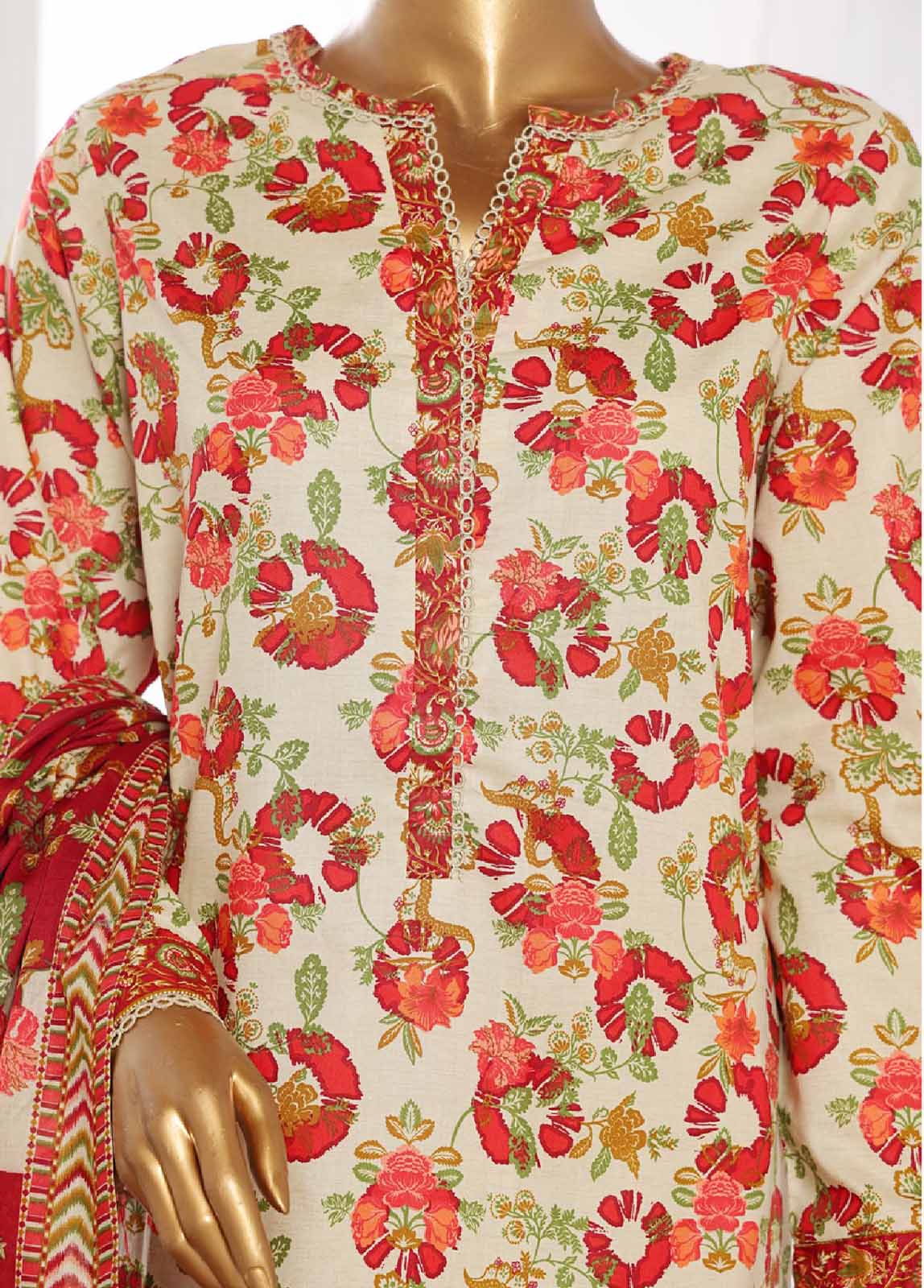 Bin Saeed Fabric - WCP-0050- 3 Piece Printed Stitched Suit