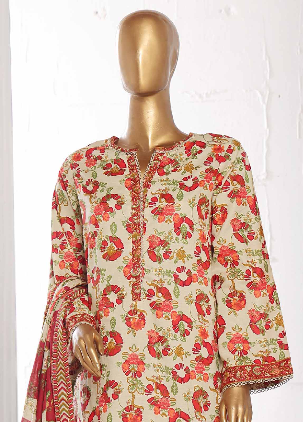 WCP-0050- 3 Piece Printed Stitched Suit