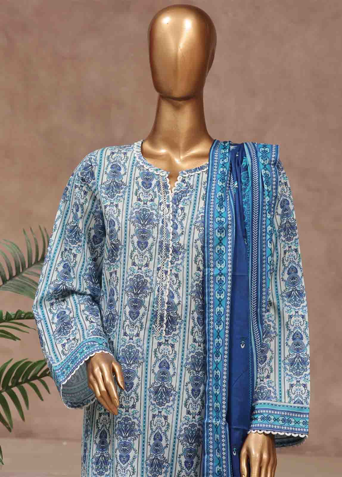 Bin Saeed Fabric - WCP-008- 3 Piece Printed Stitched Suit