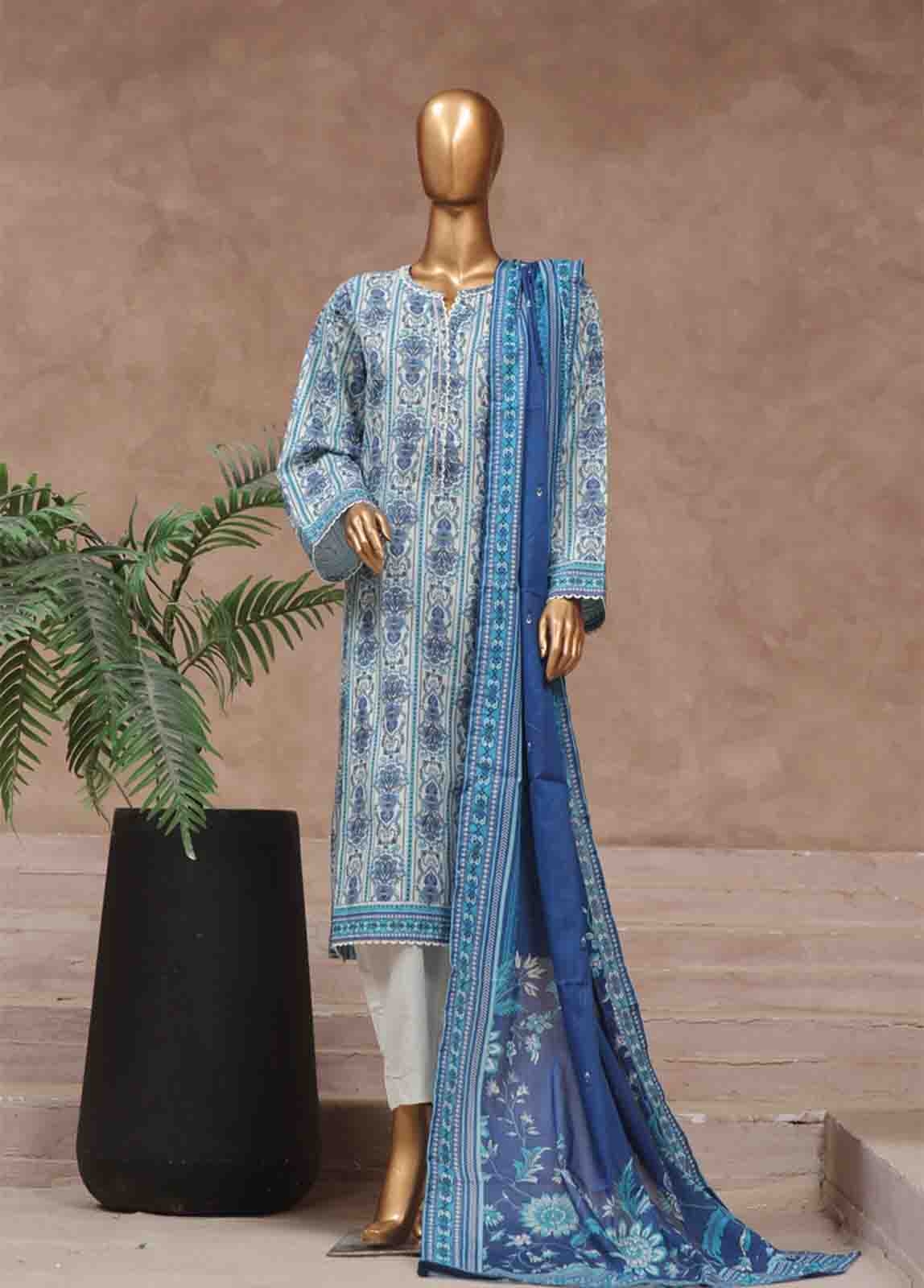 Bin Saeed Fabric - WCP-008- 3 Piece Printed Stitched Suit