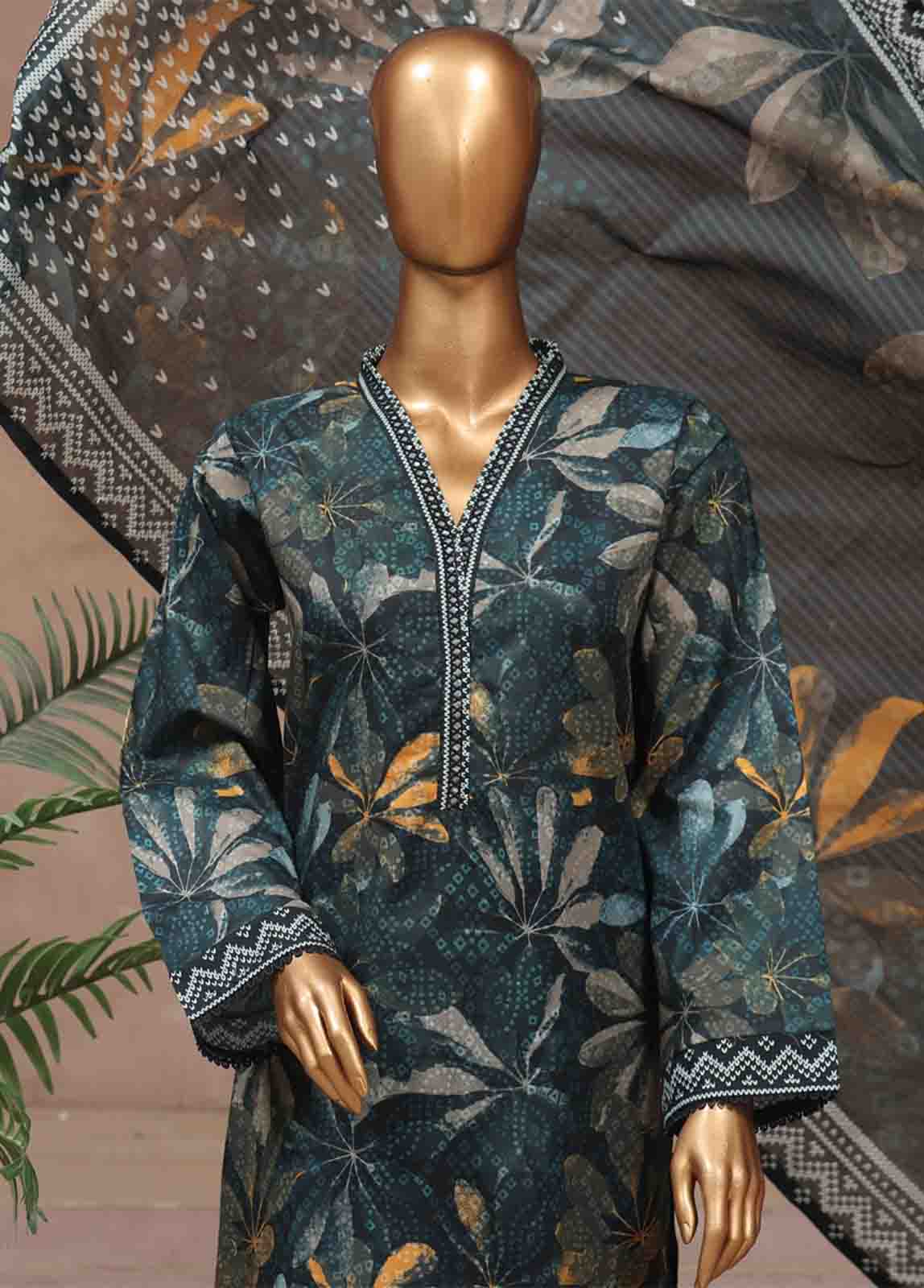 Bin Saeed Fabric - WCP-011- 3 Piece Printed Stitched Suit
