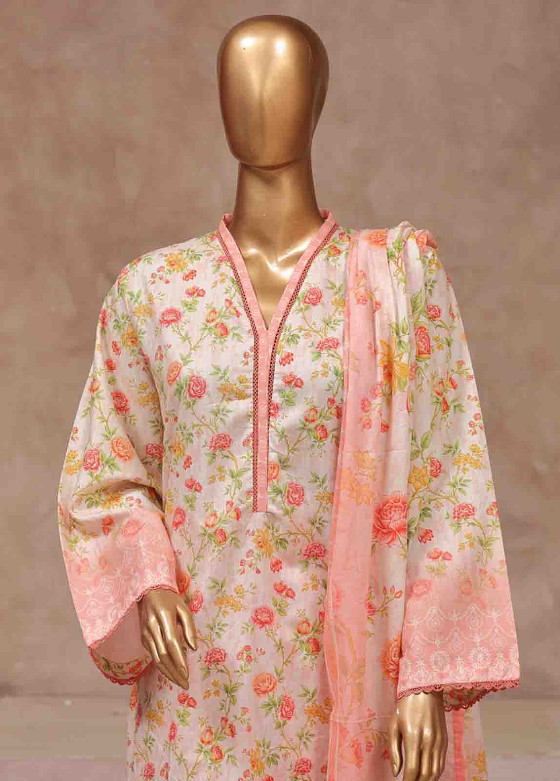 Bin Saeed Fabric - WCP-022- 3 Piece Printed Stitched Suit