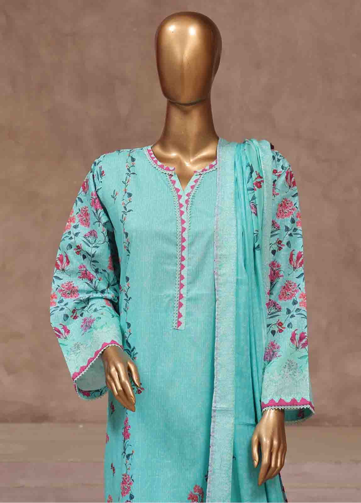 Bin Saeed Fabric - WCP-024- 3 Piece Printed Stitched Suit