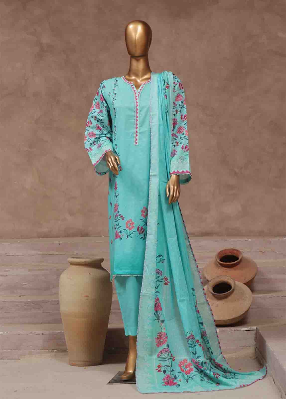 Bin Saeed Fabric - WCP-024- 3 Piece Printed Stitched Suit