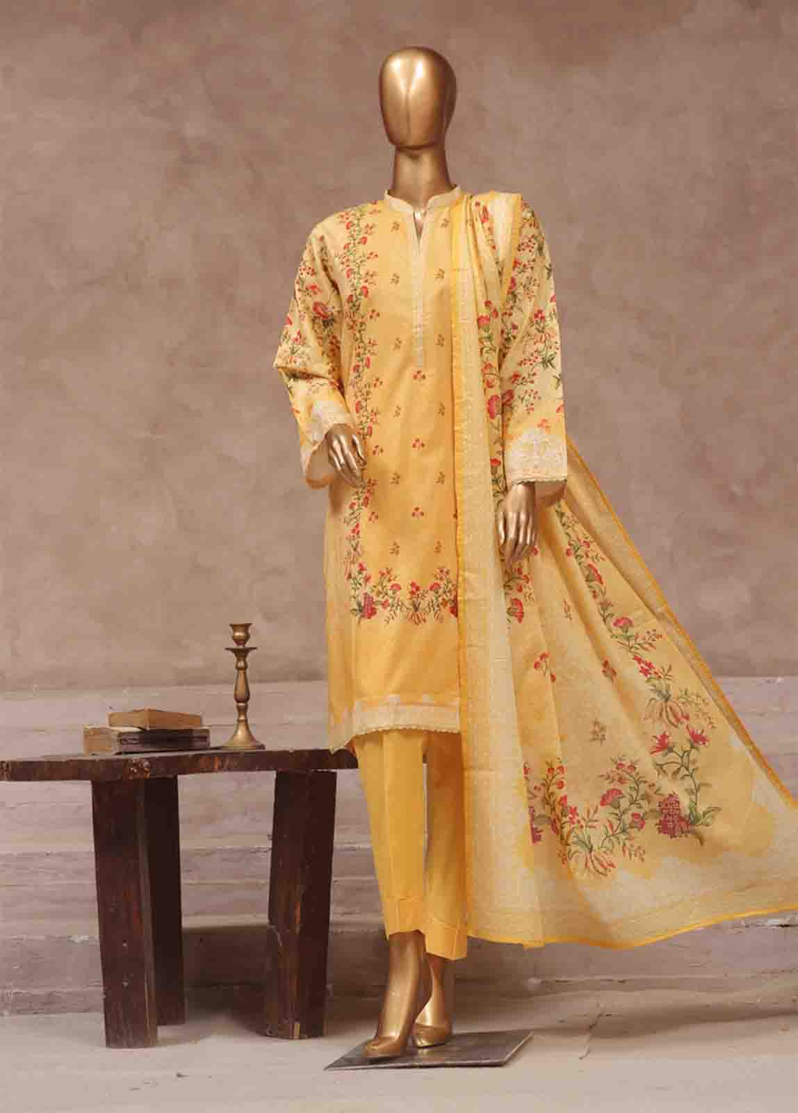 Bin Saeed Fabric - WCP-028- 3 Piece Printed Stitched Suit