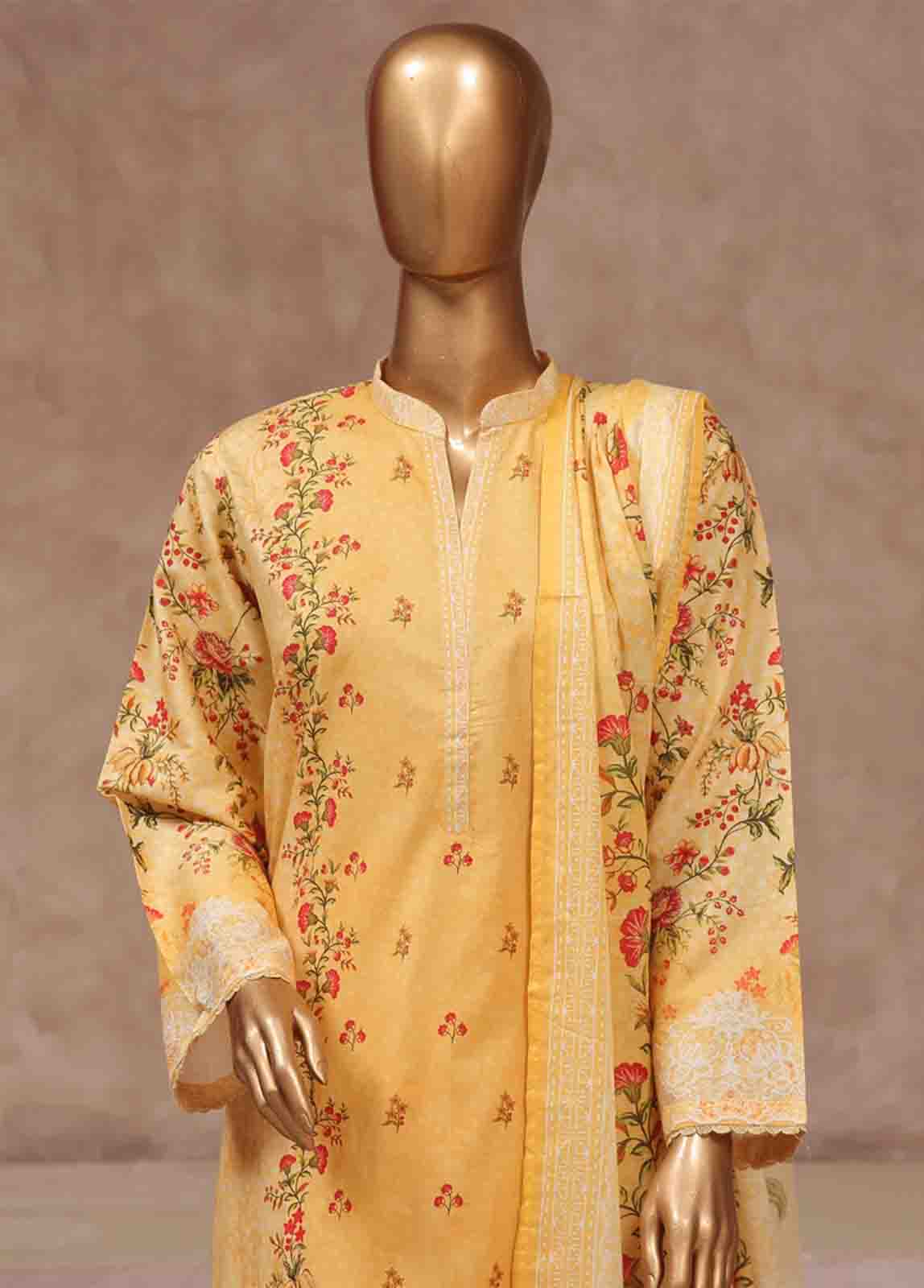 Bin Saeed Fabric - WCP-028- 3 Piece Printed Stitched Suit