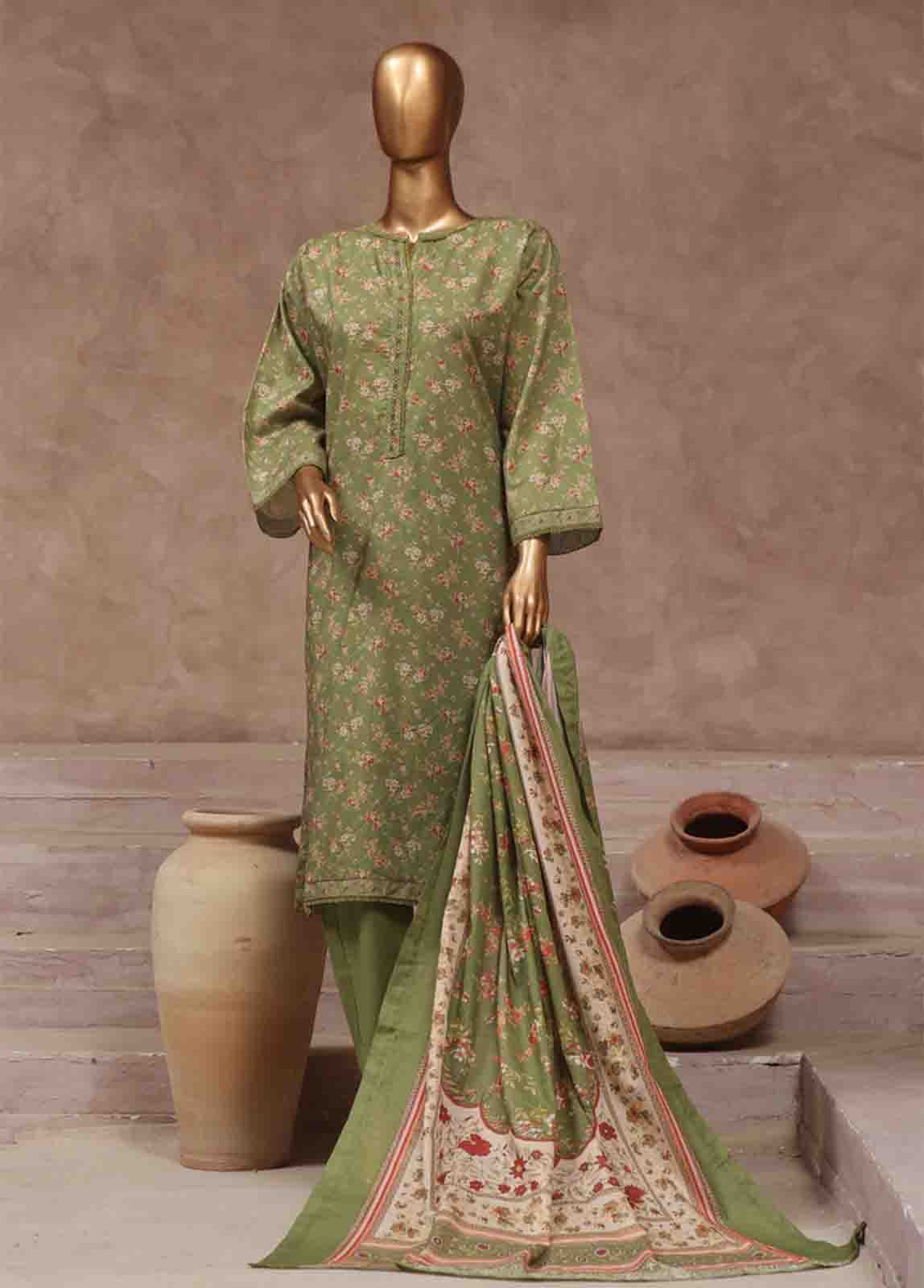 Bin Saeed Fabric - WCP-035- 3 Piece Printed Stitched Suit